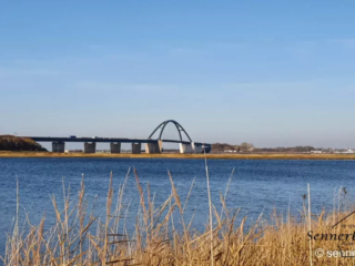 Blick von Großenbrode Hafen auf die Fehmarnsundbrücke