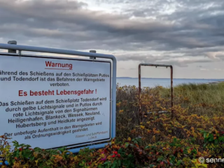 Warnschild beim Truppenübungsplatz Todendorf. Damals wurde noch mit der MANTIS geschossen