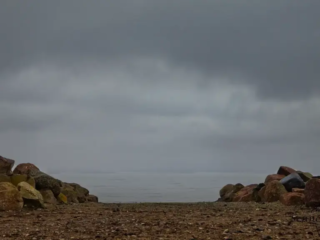Blick zum Wasser von Flügge Strand