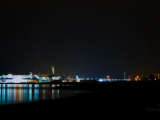 Lichtstimmung im Hafen Puttgarden am Abend von Grüner Brink aus aufgenommen