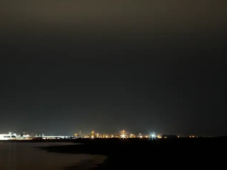 Puttgarden Hafen von Grüner Brink aus nach der Dämmerung